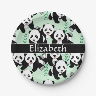 Panda Bears Graphic to Personalise Paper Plate