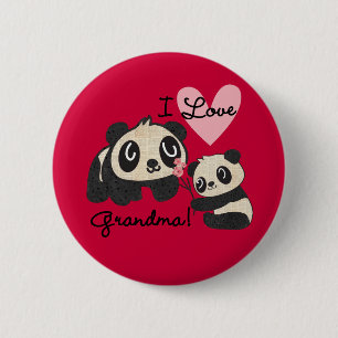 Panda Bears I Love Grandma 6 Cm Round Badge