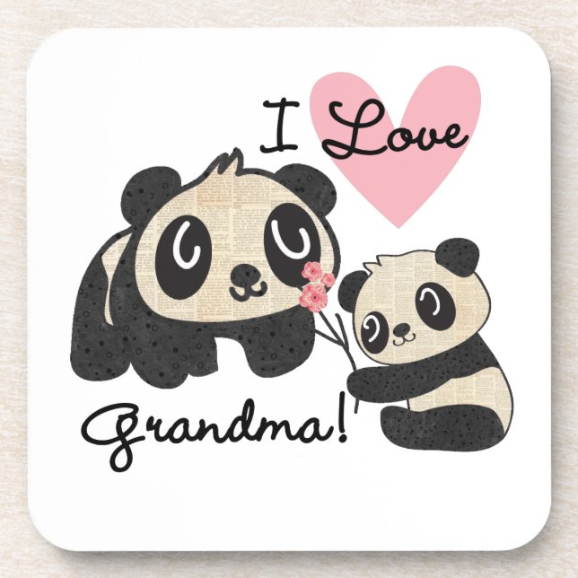 Panda Bears I Love Grandma Coaster (Front)