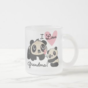 Panda Bears I Love Grandma Frosted Glass Coffee Mug