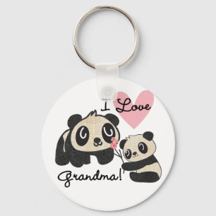 Panda Bears I Love Grandma Key Ring