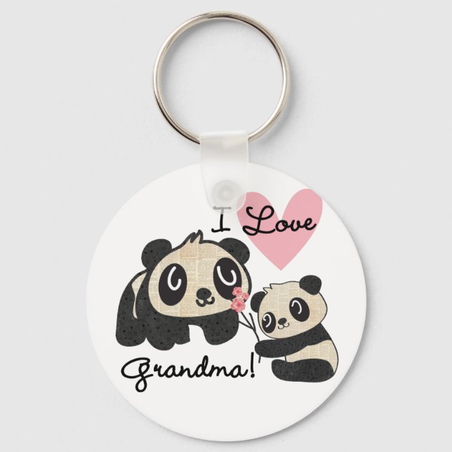 Panda Bears I Love Grandma Key Ring (Front)