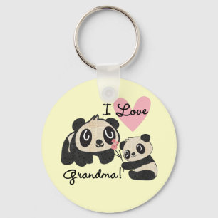 Panda Bears I Love Grandma Key Ring