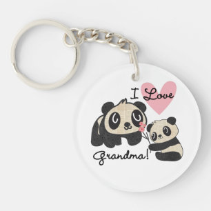 Panda Bears I Love Grandma Key Ring