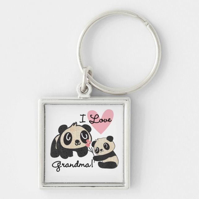 Panda Bears I Love Grandma Key Ring (Front)