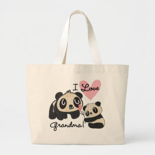 Panda Bears I Love Grandma Large Tote Bag