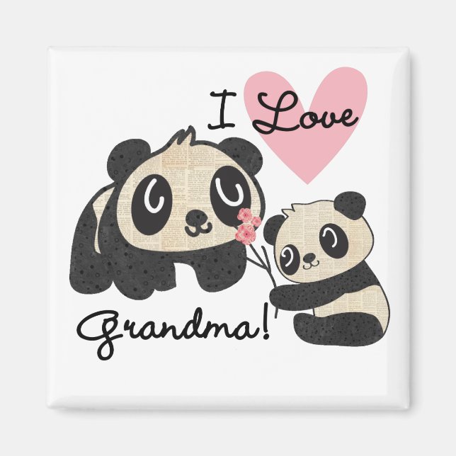 Panda Bears I Love Grandma Magnet (Front)