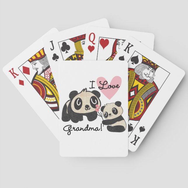 Panda Bears I Love Grandma Playing Cards (Back)