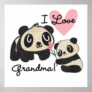 Panda Bears I Love Grandma Poster