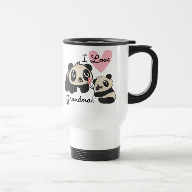 Panda Bears I Love Grandma Travel Mug (Right)