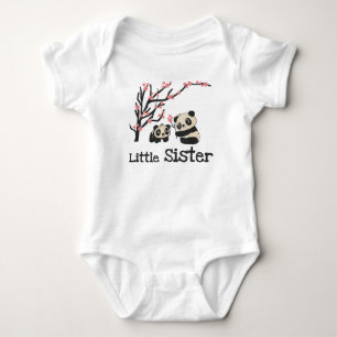 Panda Bears Little Sister Baby Bodysuit