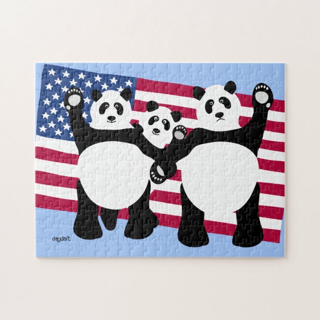 Panda Bears Patriotic Puzzle (Horizontal)