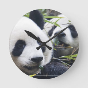 Panda Bears Round Clock
