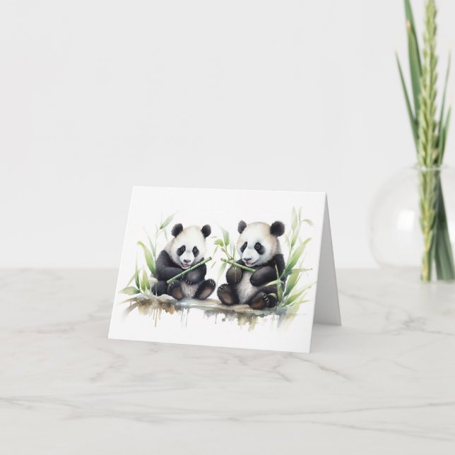Panda Bears Thank You Card (Front)