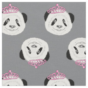 Panda Bears & Tiaras Pattern Fabric