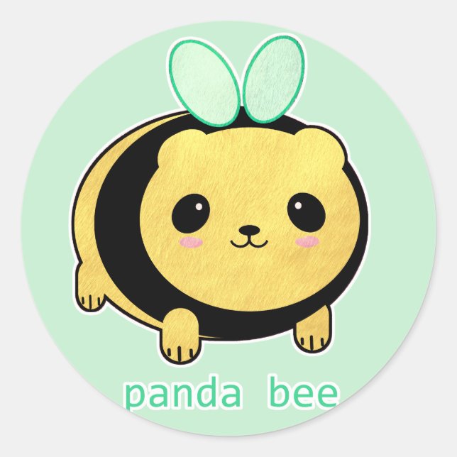 Panda Bee Classic Round Sticker (Front)