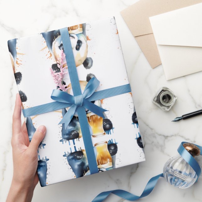 Panda Beer Wildlife & Nature Water Colour Set Wrapping Paper (Gifting)