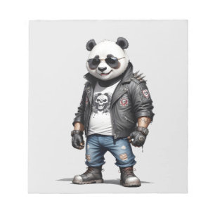Panda Biker Rebel Leather Jacket Cool Style Urban Notepad