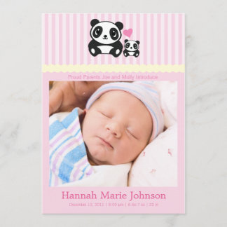 Panda Birth Announcement - Pink