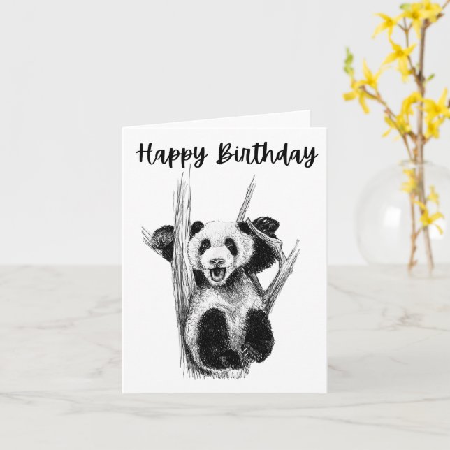 Panda Birthday Card (Yellow Flower)