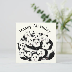 Panda Birthday Card Happy Family Pandas - Funny