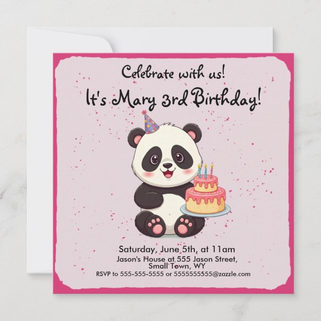 Panda Birthday Invitation (Front)