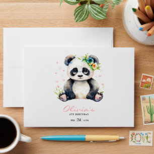 Panda Birthday Invitation, Panda Girl Birthday Envelope