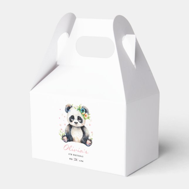 Panda Birthday Invitation, Panda Girl Birthday  Favour Box (Front Side)
