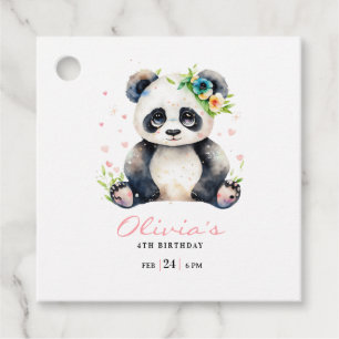 Panda Birthday Invitation, Panda Girl Birthday Favour Tags