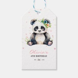 Panda Birthday Invitation, Panda Girl Birthday Gift Tags