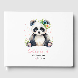Panda Birthday Invitation, Panda Girl Birthday Guest Book