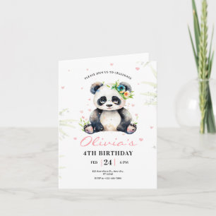 Panda Birthday Invitation, Panda Girl Birthday  Invitation