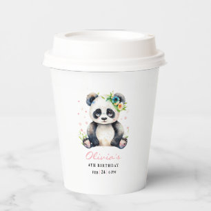 Panda Birthday Invitation, Panda Girl Birthday Paper Cups