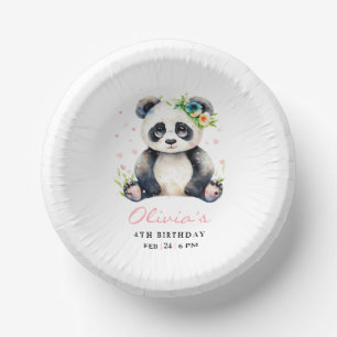 Panda Birthday Invitation, Panda Girl Birthday  Paper Plate