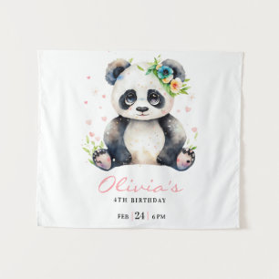 Panda Birthday Invitation, Panda Girl Birthday Tapestry