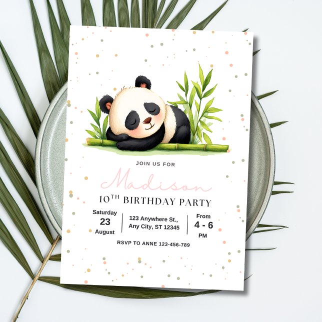Panda Birthday Invitation, Panda Girls Birthday Invitation (Creator Uploaded)