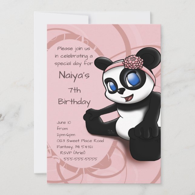 Panda Birthday Party Invitation (Front)