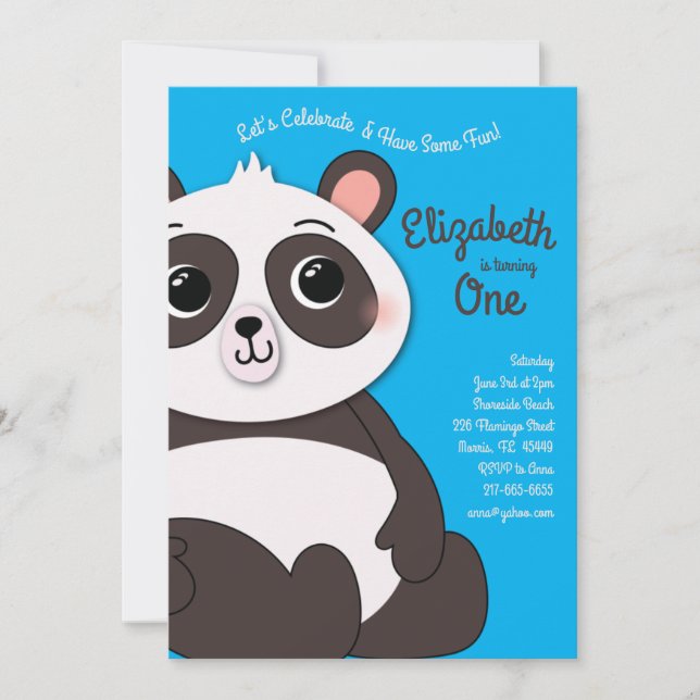 Panda Birthday Party Invitation (Front)