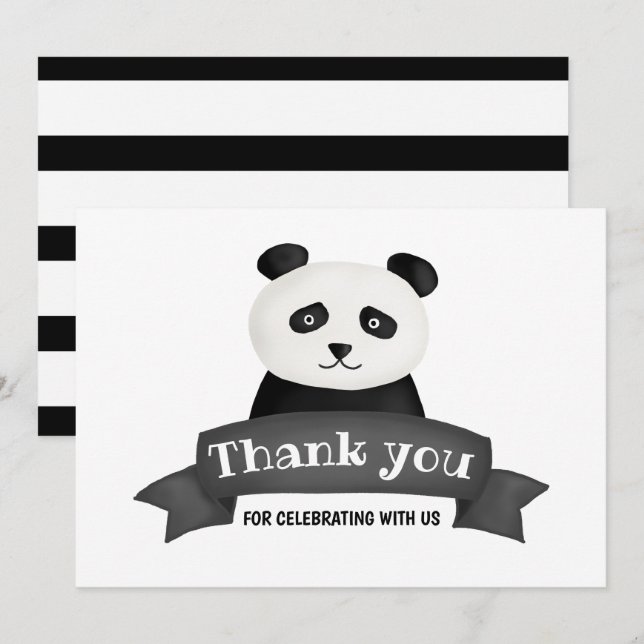 Panda Birthday Party | Thank You Invitation (Front/Back)
