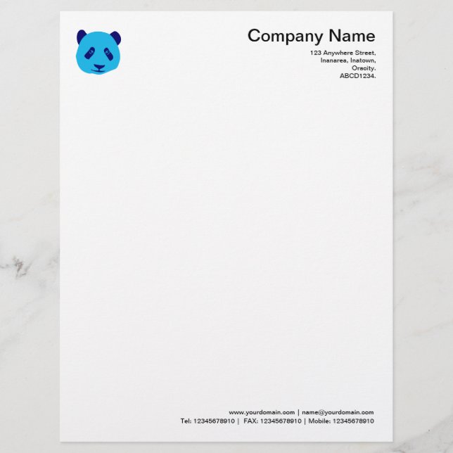 Panda - Blue Custom Letterhead (Front)
