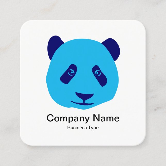 Panda - Blue Square Business Card (Front)