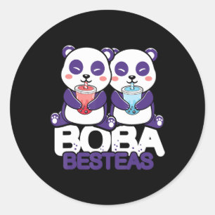 Panda Boba Bubble Tea Anime Kawaii Neko Girls Classic Round Sticker