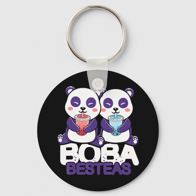 Panda Boba Bubble Tea Anime Kawaii Neko Girls  Key Ring (Front)