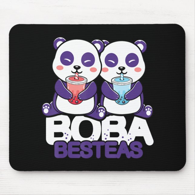 Panda Boba Bubble Tea Anime Kawaii Neko Girls  Mouse Mat (Front)