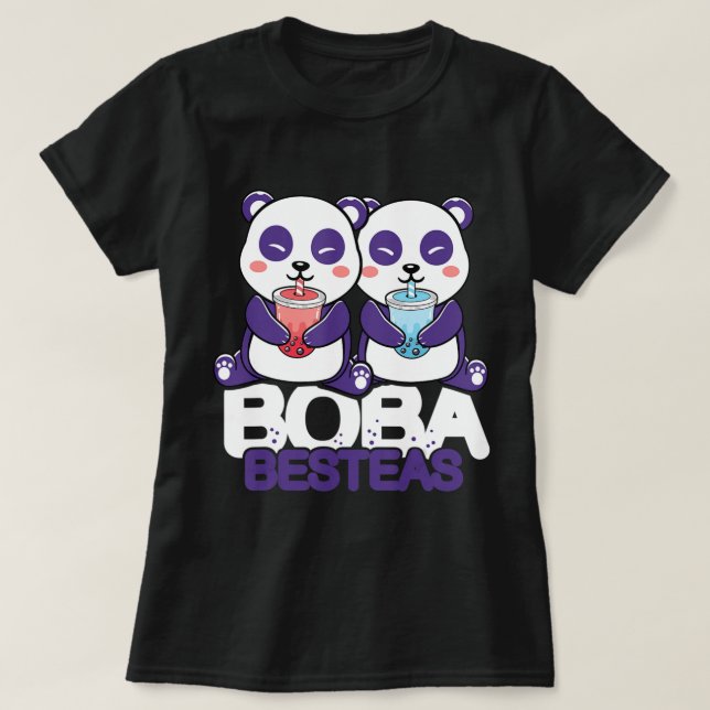 Panda Boba Bubble Tea Anime Kawaii Neko Girls  T-Shirt (Design Front)