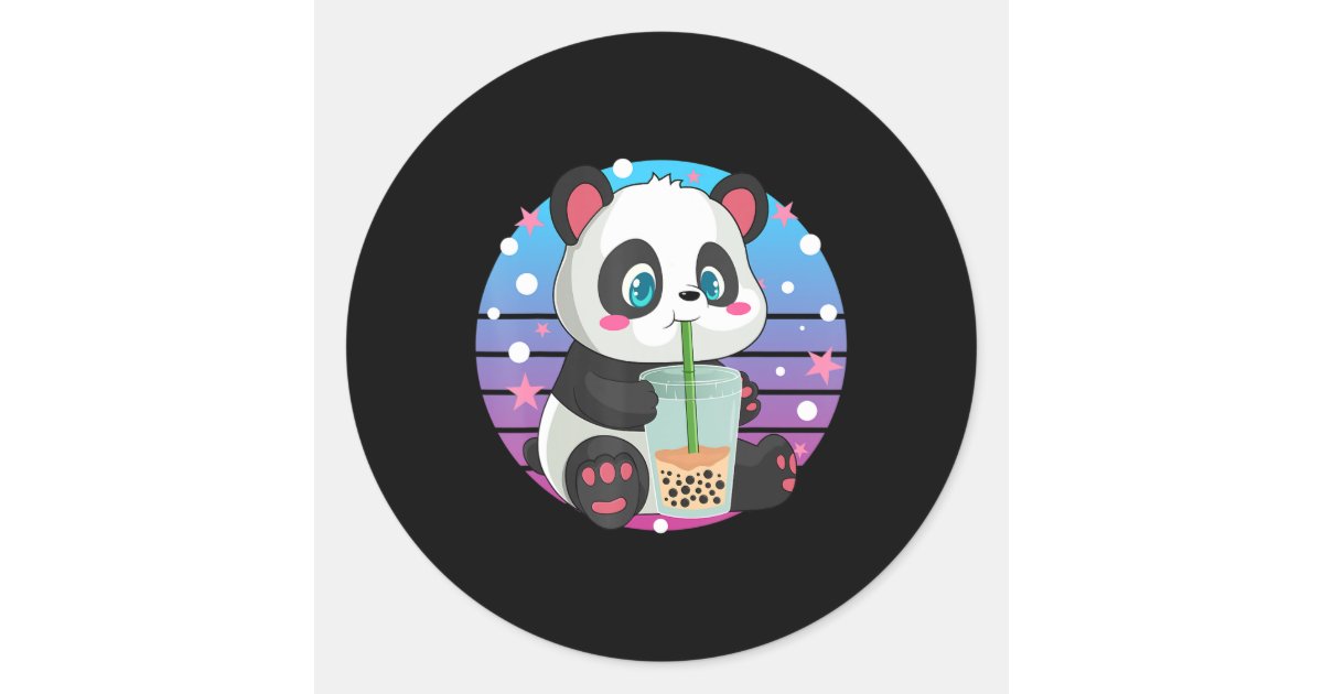 Panda Boba Tea Bubble Tea Anime Kawaii Neko Classic Round Sticker | Zazzle