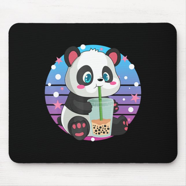Panda Boba Tea Bubble Tea Anime Kawaii Neko  Mouse Mat (Front)
