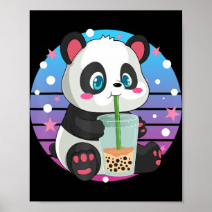 Panda Boba Tea Bubble Tea Anime Kawaii Neko  Poster