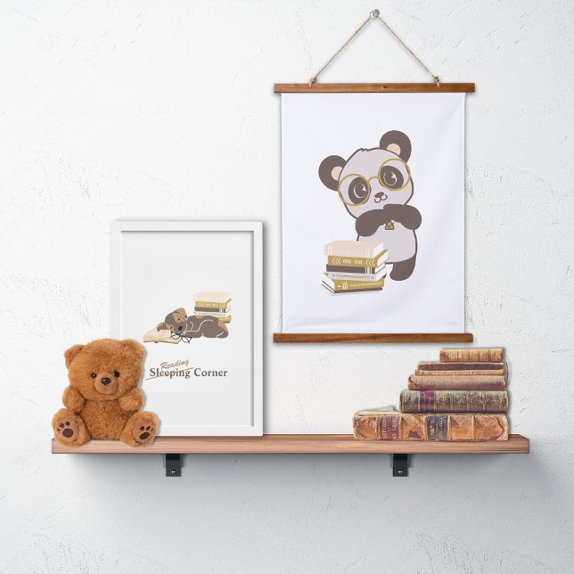 Panda Book Nook Reading Poster Hanging Tapestry (Reading Collection Panda Tapestry)