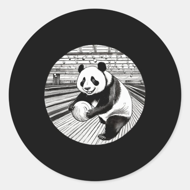 Panda Bowling Player Funny Bowler For Men  Classic Round Sticker (Front)